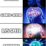 Expanding Brain | SLOWED; SLOWED+REVERB; 0.75 SPEED; DAYCORE | image tagged in memes,expanding brain | made w/ Imgflip meme maker