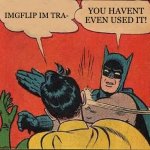 srtange people | IMGFLIP IM TRA-; YOU HAVENT EVEN USED IT! | image tagged in memes,batman slapping robin | made w/ Imgflip meme maker