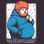 Caseoh, the fat ginger dude wearing a blue hoodie and is the fat