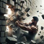 breaking a wall with bare hands