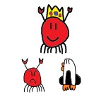 king crab watching crab and penguin fight template