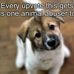 Cute dog | Every upvote this gets sends one animal abuser to hell | image tagged in cute dog | made w/ Imgflip meme maker