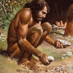 Caveman holding rocks