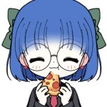 Dr. Ruby eating pizza