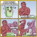 Data Analyst Beatdown | DATA ANALYST: I'M HAPPY TO JOIN THE TEAM; SALES TEAM; MARKETING TEAM | image tagged in beatdown,office humor | made w/ Imgflip meme maker