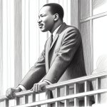 Martin Luther King in a balcony