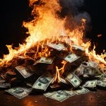 pile of cash on fire template