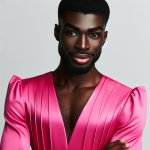 black man on pink dress