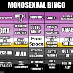 Monosexual bingo meme