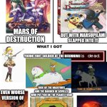 What I Watched/ What I Expected/ What I Got | CRITICIZED; MARS OF DESTRUCTION; BUT WITH MARSUPILAMI SLAPPED INTO IT; YOUNG FOOT SOLDIER AT THE BEGINNING; RIDE OF THE VALKYRIES AND THE BARBER OF SEVILLE? WHO PUT YOU ON THE PLANET? UGH! EVEN WORSE VERSION OF | image tagged in what i watched/ what i expected/ what i got,neon genesis evangelion,puella magi madoka magica,headless,mars | made w/ Imgflip meme maker