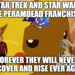 pikachu angry at hollywood | STAR TREK AND STAR WARS ARE PERAMDEAD FRANCHISES; FOREVER THEY WILL NEVER RECOVER AND RISE EVER AGAIN | image tagged in pikachu angry,dead,star wars,star trek,never again,hollywood | made w/ Imgflip meme maker