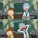 Rick and Morty Crying | somebody telling me my cartoon crush is not real; me; my mind | image tagged in rick and morty crying | made w/ Imgflip meme maker