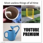 Even if I became I millionaire I'm still not buying it | YOUTUBE PREMIUM | image tagged in most useless things | made w/ Imgflip meme maker