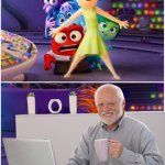 New harold just landed | image tagged in new emotion,hide the pain harold | made w/ Imgflip meme maker