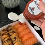 ketchup on sushi