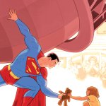 superman gifting teddy bear