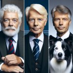 joe biden, donald trump and a black and white border collie