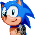 Sonic holding a gun