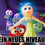 Deutschniveaus | A2; B2; A1; C1; B1; EIN NEUES NIVEAU! | image tagged in intensamente | made w/ Imgflip meme maker