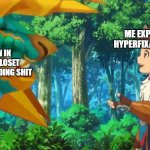 Child tries to pet big dog | THE DEMON IN HAVE IN MY CLOSET NOT UNDERSTANDING SHIT; ME EXPLAINING MY HYPERFIXATION FOR CRK | image tagged in lute speaking to a zinogre,monster hunter,meme | made w/ Imgflip meme maker