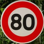 80 kilometer per hour limit sign