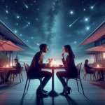 Couple under the stars at a cafe