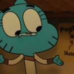 Gumball shocked, closing mouth (sister eyes)