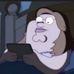 Peter griffin on his phone in bed