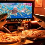 Sharks watch the Bidens on TV on shark week 1