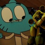 Gumball meets Golden Freddy (Closing mouth sprites)