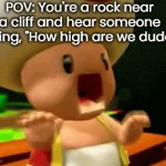 Rock | POV: You're a rock near a cliff and hear someone saying, "How high are we dude?" | image tagged in gifs,rock,panic,memes | made w/ Imgflip video-to-gif maker