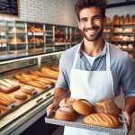 Baker in bread shop