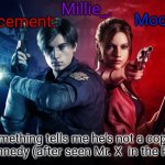 Millie's Resident Evil 2 Announcement template meme