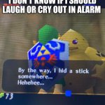 Zelda dirty joke | I DON'T KNOW IF I SHOULD LAUGH OR CRY OUT IN ALARM | image tagged in zelda dirty joke | made w/ Imgflip meme maker