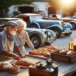 retirement with lot of cars and baking baguette
