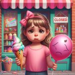 Sad child with ice cream