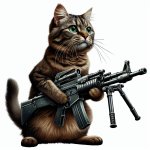 Chat armée d'une mitraillette