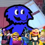 Wario and Friends dies by a Blue fuzzy demon Weegee because of Waluigi accidentally summoning it while having a backyard party | image tagged in cellar basement door bunker,crossover,wario dies | made w/ Imgflip meme maker