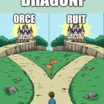 Force or Fruit? | DRAGONF; RUIT; ORCE | image tagged in dramatic crosswords 2 good paths,dragonforce,dragonfruit | made w/ Imgflip meme maker