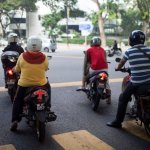 motorcycle at red light