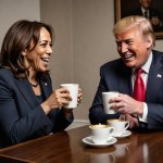 kamala and trump coffee meme