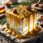 Block of ice covered in honey mustard template