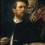 Self-portrait with Death playing the violin