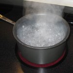 Pan with water on Stove