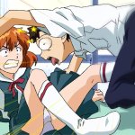 Asuka kicks Shinji's balls