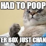 Success Cat | HAD TO POOP LITTER BOX JUST CHANGED | image tagged in success cat | made w/ Imgflip meme maker