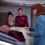 Beverly Crusher Scanning Captain Picard