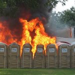 Portaloo on fire