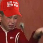 Crying kid trump hat