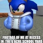 Sonic sans undertale | FOOTAGE OF ME AT RECESS IN  THE 6 ACRE SCHOOL YARD | image tagged in sonic sans undertale | made w/ Imgflip meme maker